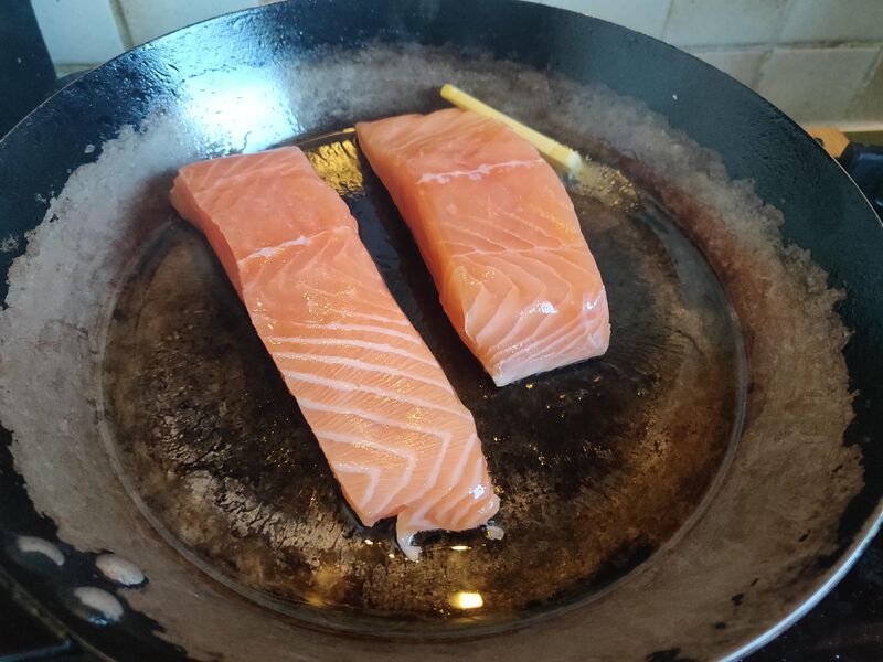 Salmon in the pan