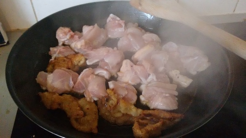 Frying up the chicken