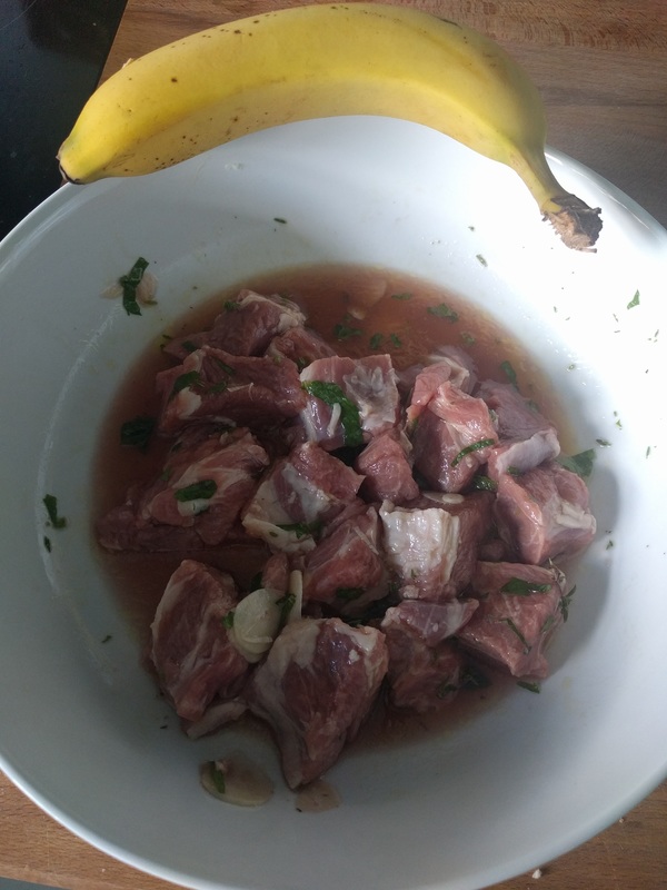 Lamb marinading (banana for scale)