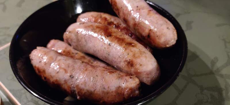 Sausages after first browning